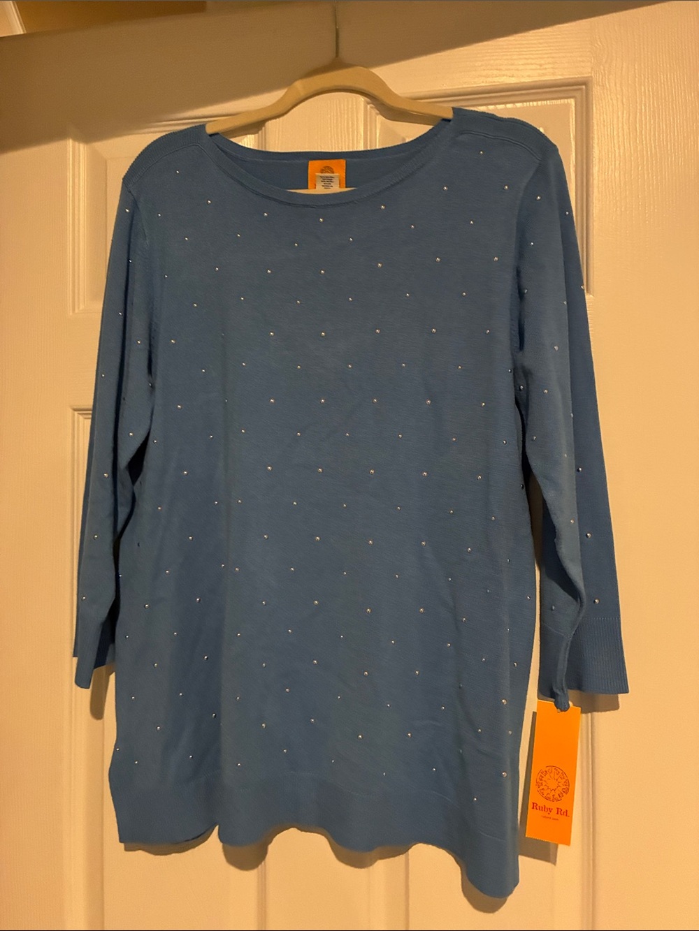 Ruby Rd. Light Blue Embellished Knit Sweater - Picture 2 of 3